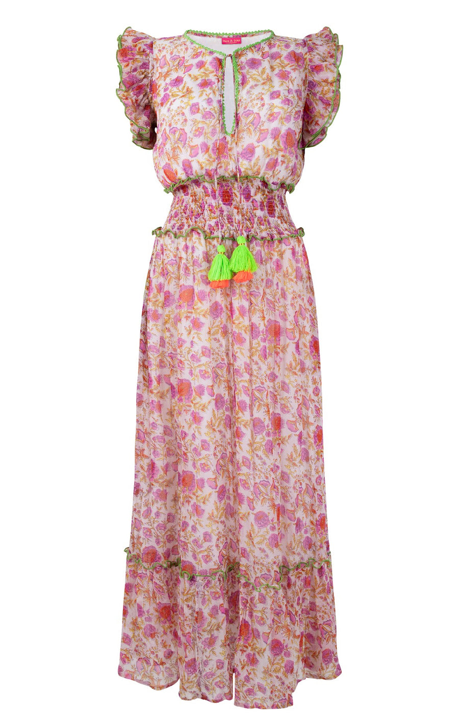 S24406 Long Chiffon Dress with flower Print