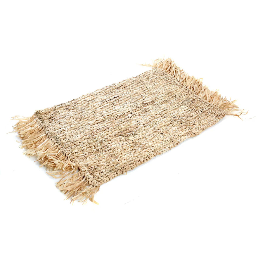 De Fringe Raffia Placemat Rechthoekig - Naturel